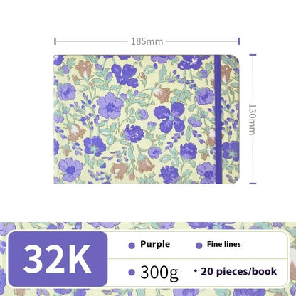 Feiluniao watercolour notebook with fabric cover, 185mm length, open to show paper for painting.