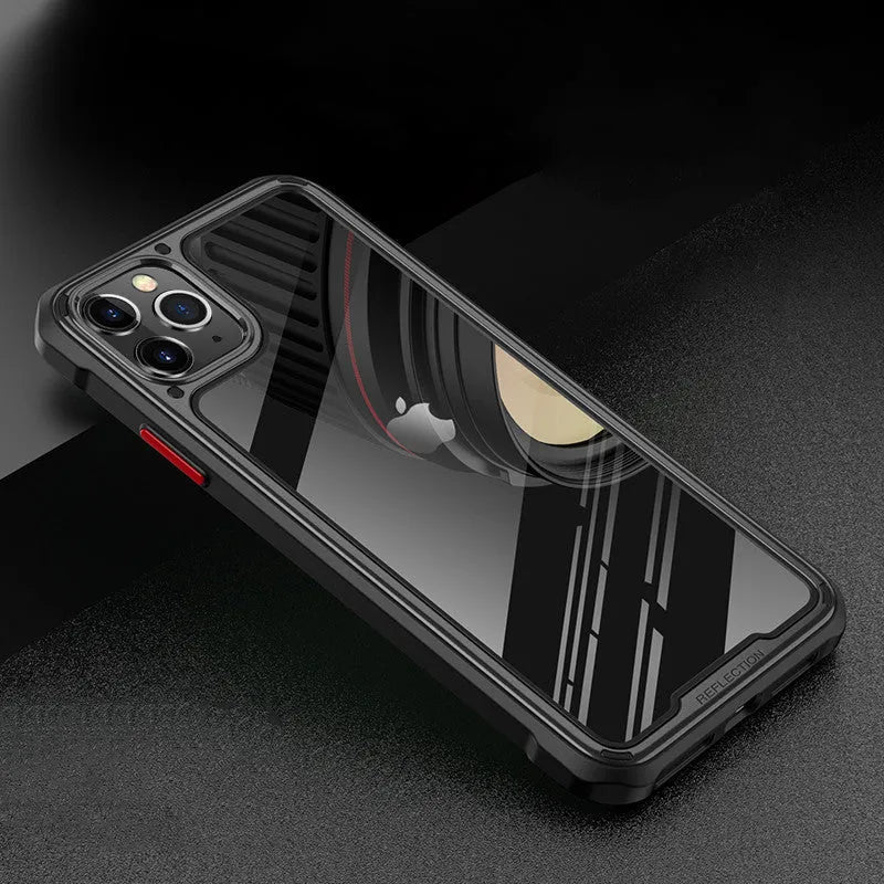 Transparent silicone phone case for iPhone 11 series showing six colour options