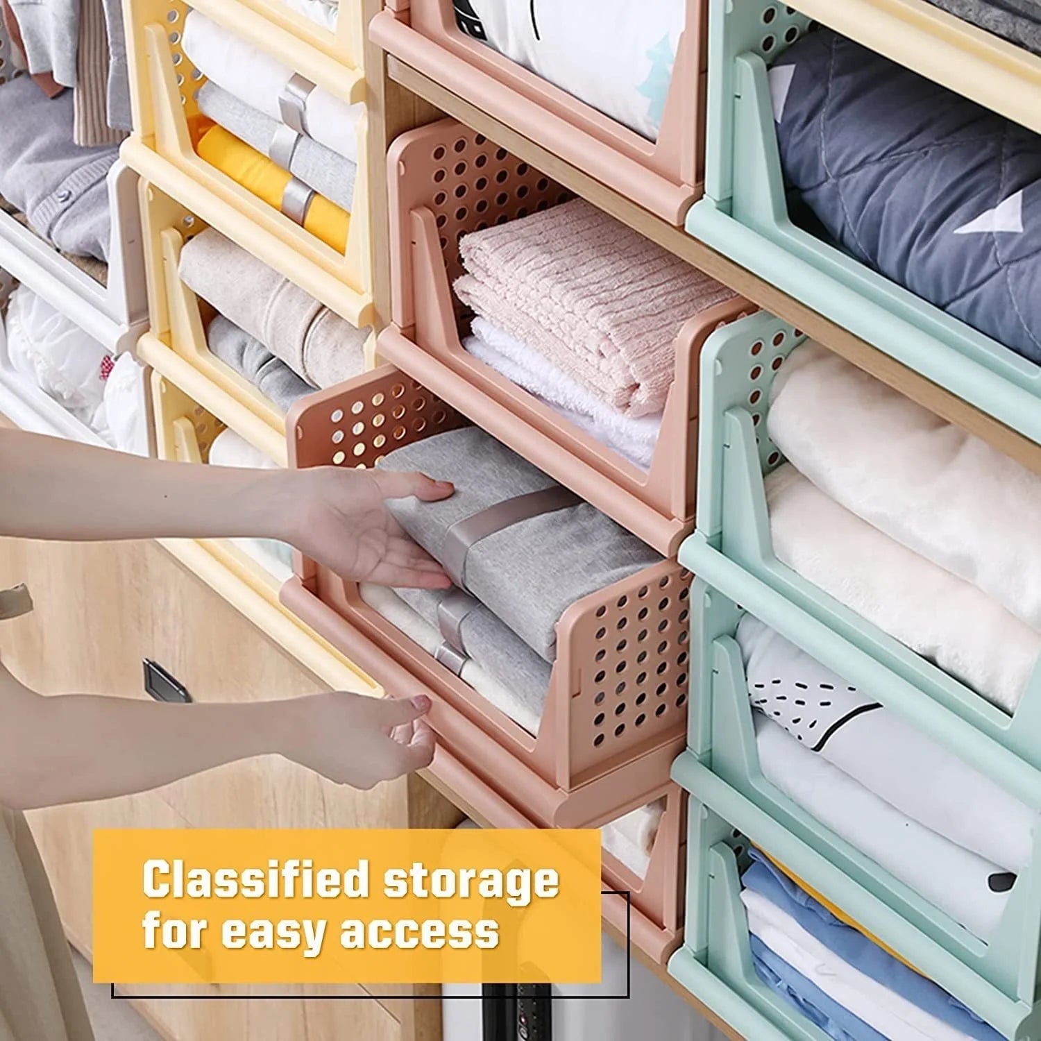 Foldable white plastic clothes storage box drawer in multiple sizes for versatile organization