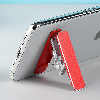 Versatile aluminum alloy folding phone stand with adjustable viewing angle for hands-free mobile productivity