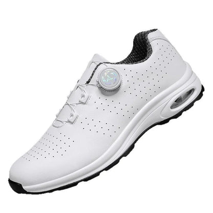 Low-top black mesh casual tennis shoes with cross shoulder straps and white composite sole