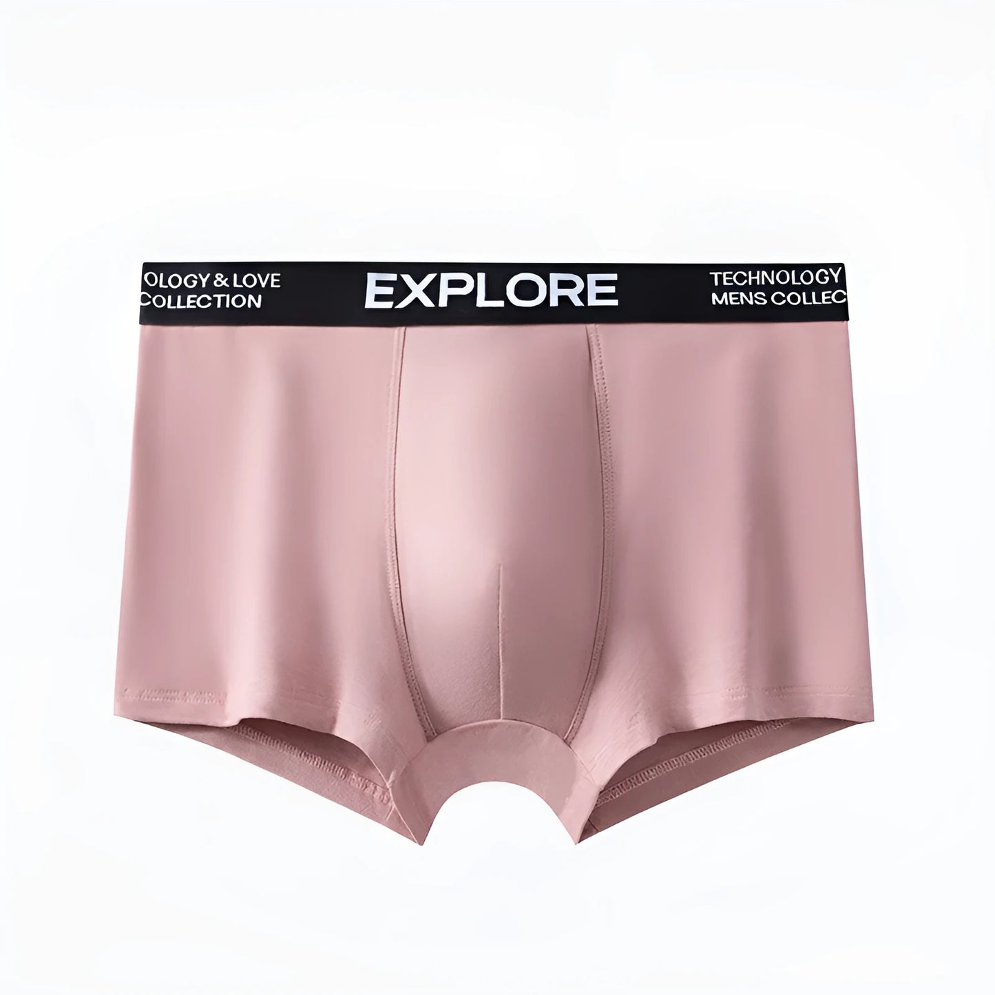Men's cotton mid waist breathable underwear in multiple colour options on a size chart.