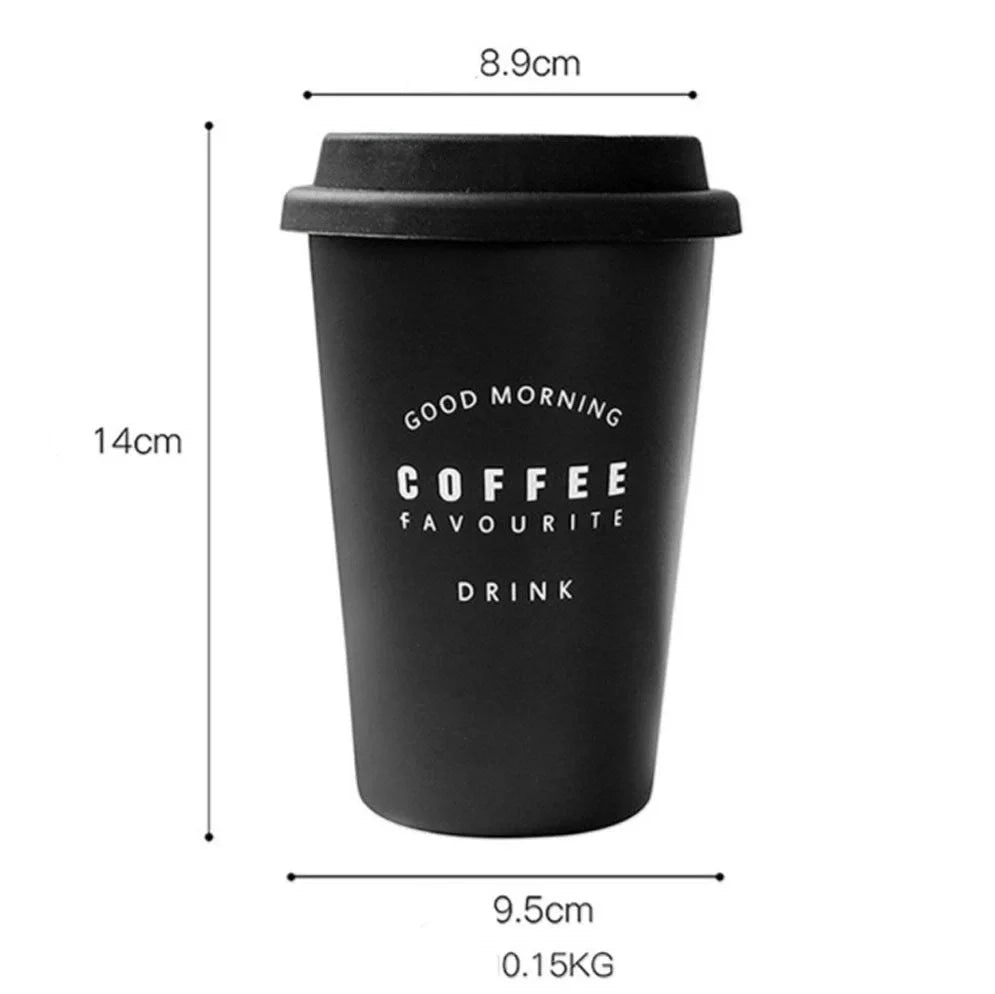350ml ROKEN stainless steel cup in coffee black with lid, straight and curved straws for travel use