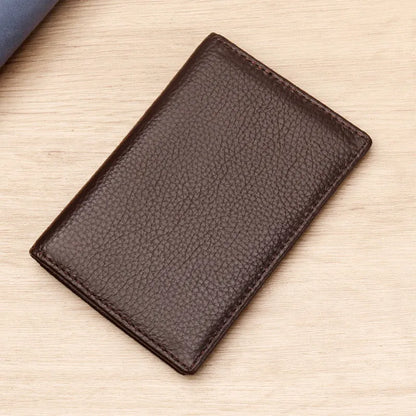 Genuine leather cowhide credit card holder in solid black or brown colour