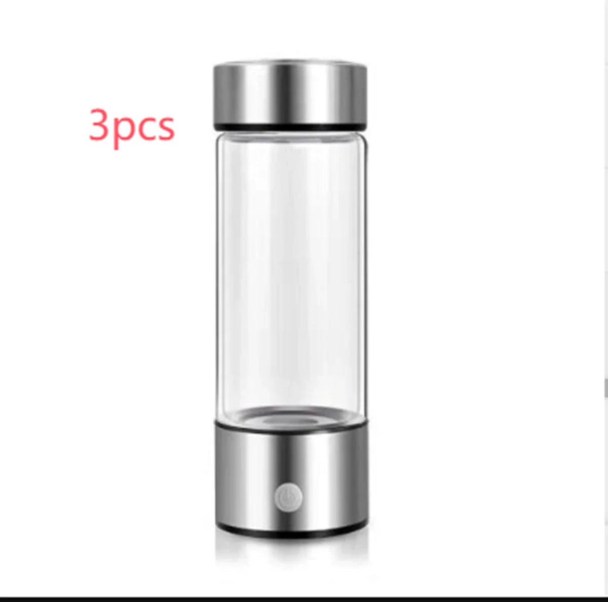 Premium hydrogen water bottle with rechargeable generator, crafted with borosilicate glass for improved cellular health and hydration