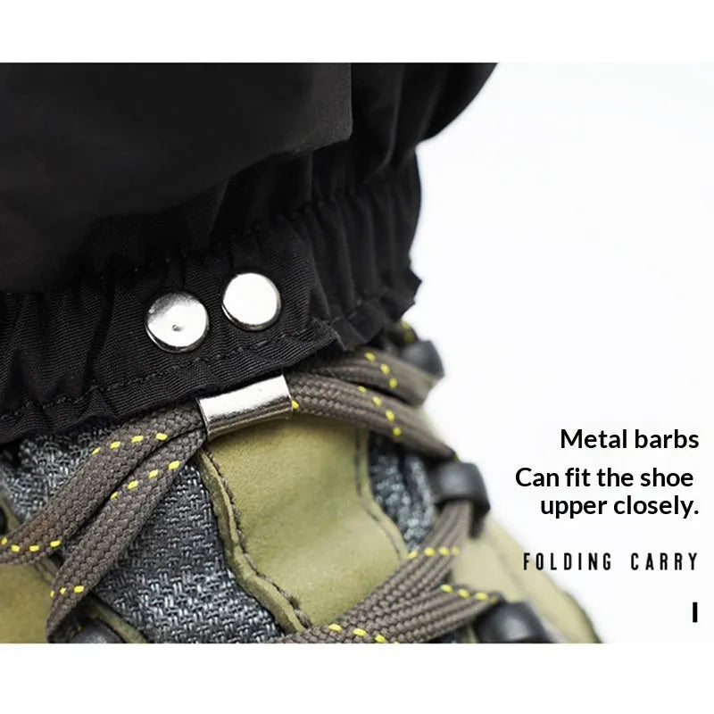 Black unisex gaiters in 210D Oxford fabric for skiing and hiking, one pair with or without LOGO