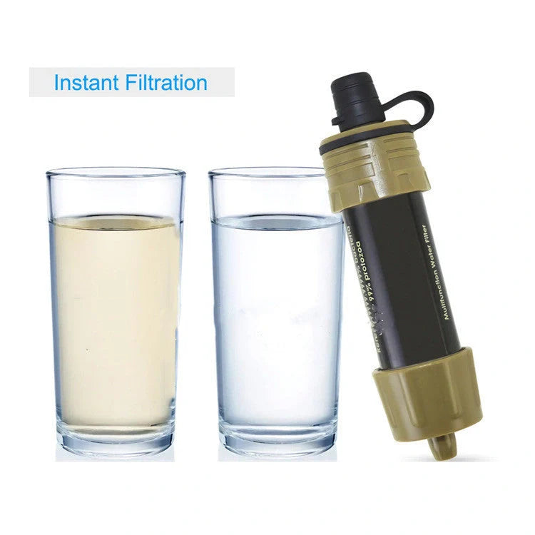 Compact and lightweight portable water purifier straw with advanced filtration system for outdoor adventures and emergency preparedness