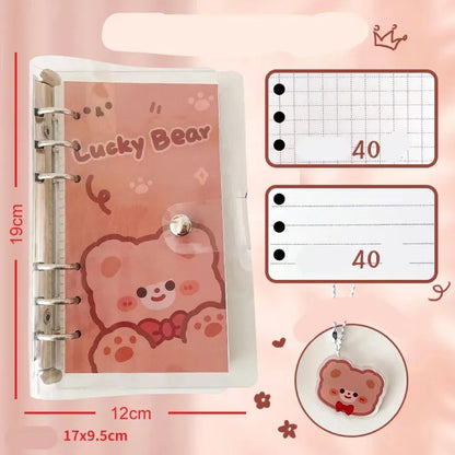 A6 student notebook with character design showing 6-hole binding and 90x170mm dimensions