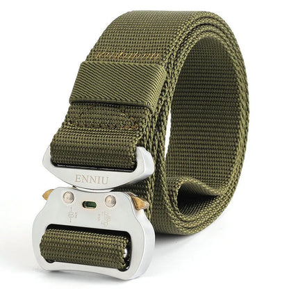 125cm nylon tactical belt with aluminium alloy buckle in black, brown, or green