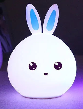 Cute rabbit silicone night light with touch sensor, seven colour LED lights, USB rechargeable, 120 x 108 x 163mm