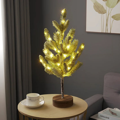 55cm tall LED luminous pine tree with 50 warm white lights and PVC cedar branches for Christmas decoration