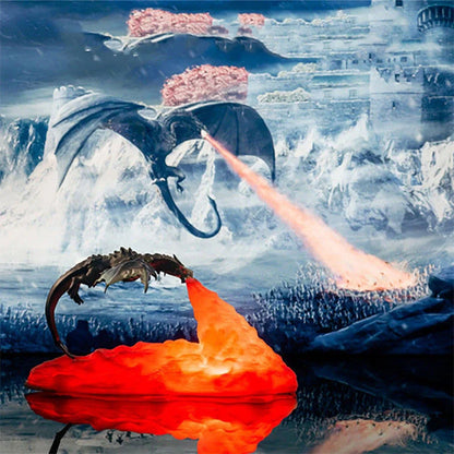 3D printed fire-breathing dragon lamp with warm red LED light