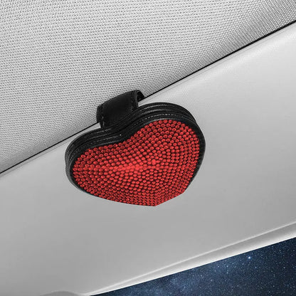 Car sun visor storage clip with diamond design measuring 8.0 by 7.3 cm with magnetic closure