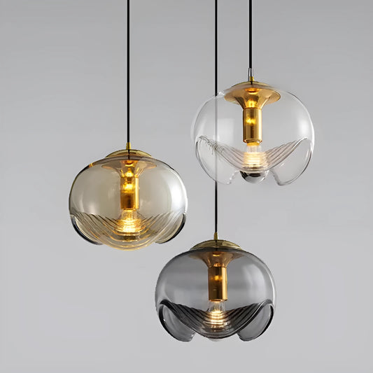 Modern minimalist glass bedside chandelier with 250mm diameter in transparent light colour