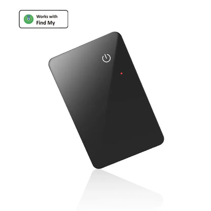 Black pet tracking device with wireless charging and NFC connectivity measuring 85mm