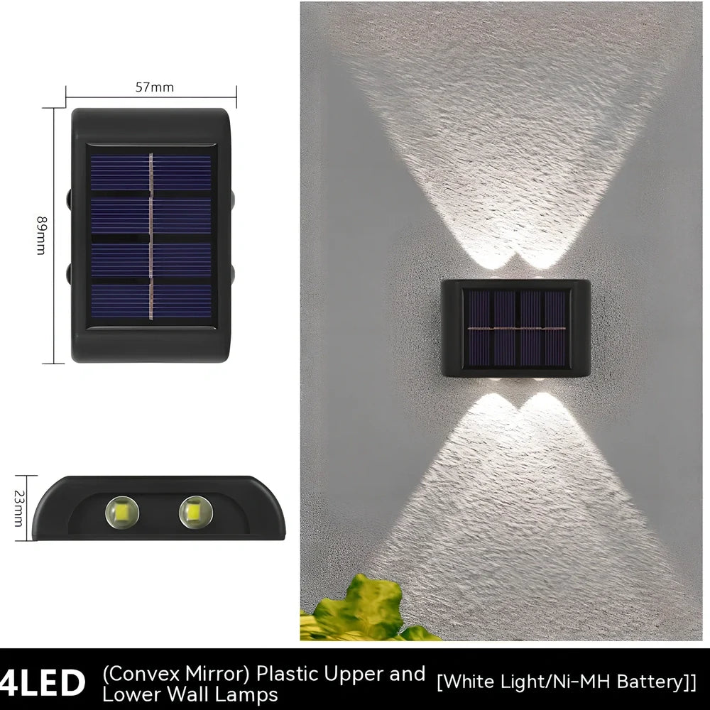 Flower-shaped solar wall lamp with 4 LED bulbs for outdoor garden lighting
