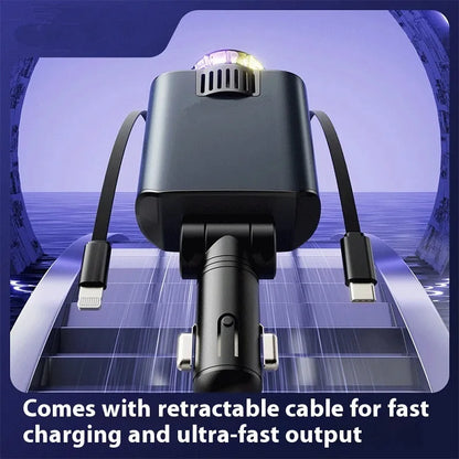 120W fast charge car charger with dual Type-C, starry sky light, and aromatherapy spray