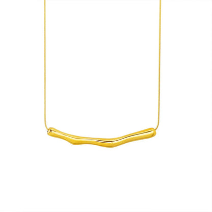 Women's pleated titanium steel necklace with irregular electroplated design in gold or steel colour finish