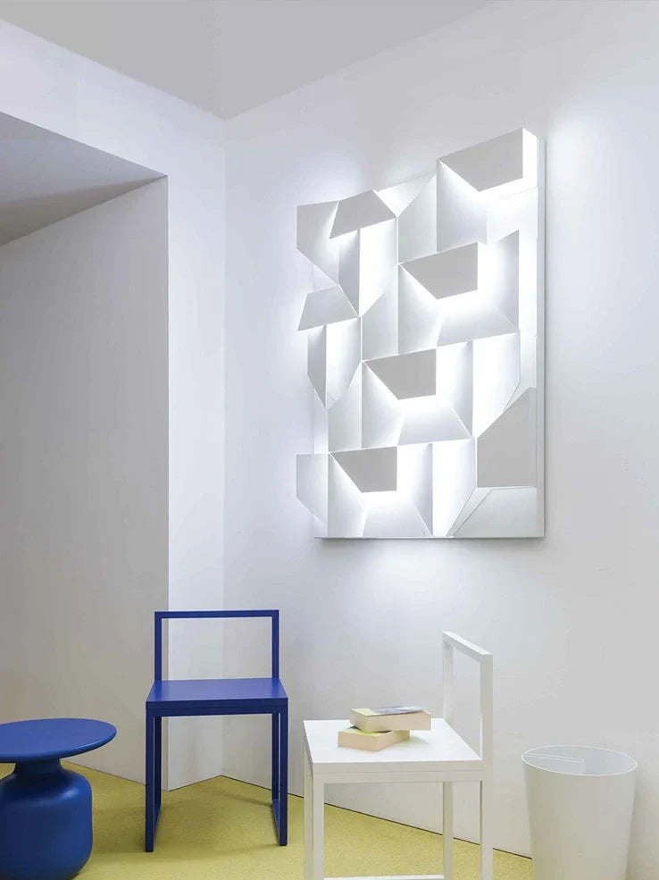 Minimalist iron wall lamp in matte white with LED lighting and slim profile
