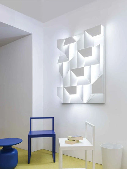 Minimalist iron wall lamp in matte white with LED lighting and slim profile