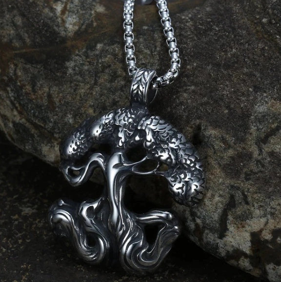 Stainless steel Norse rune necklaces with various Viking symbols and designs