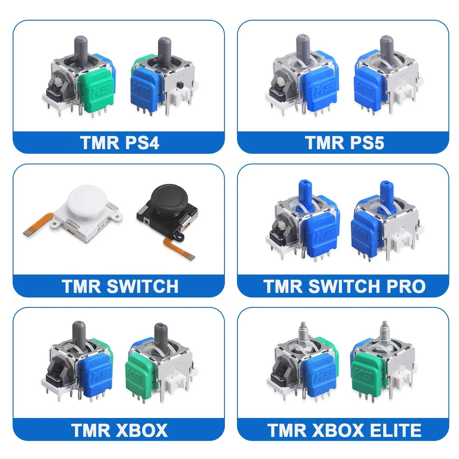 Single hall effect magnetic analogue stick replacement part for PS5, PS4, Switch and Xbox controllers.