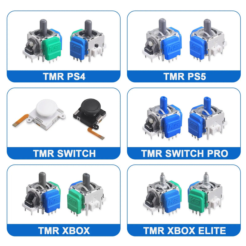 PS5 Hall Effect Magnetic Analogue Stick replacement part, also compatible with PS4, Nintendo Switch Pro and Xbox controllers, made from durable ABS plastic and supplied with one magnetic joystick unit per pack.