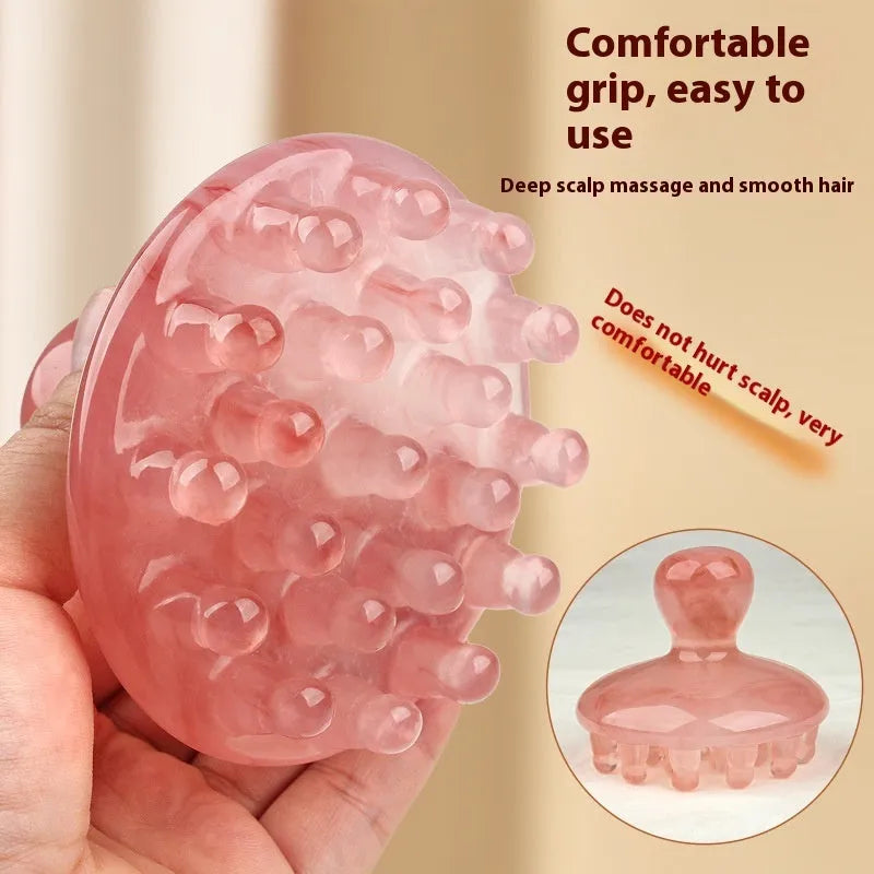 Disc-shaped massage comb with 21 teeth for head and scalp massage in coffee brown colour