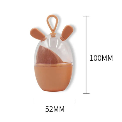 Non-latex dual-use makeup sponge in teardrop, beveled, and gourd shapes, available in ten colours