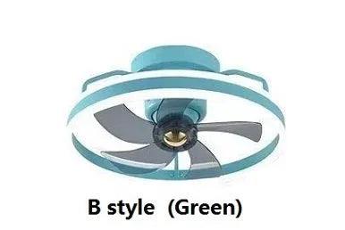 Simple Fashion modern ceiling fan with integrated light and white blades on a white ceiling.