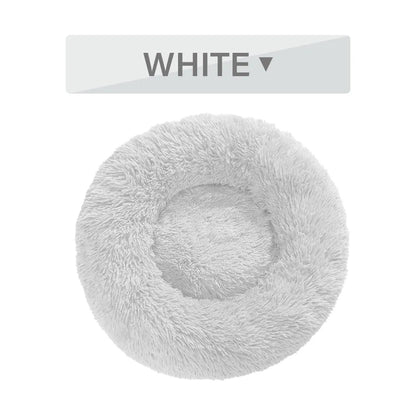 XXL fluffy donut dog bed in luxury long plush with 100cm diameter for large pets