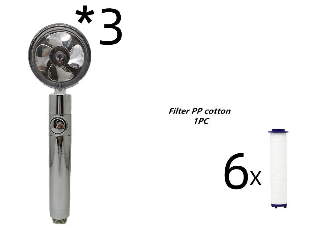 High-Pressure Handheld Shower Head with Turbo Propeller and Cotton Filter for Luxurious Spa-Like Shower Experience