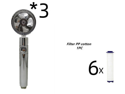 High-Pressure Handheld Shower Head with Turbo Propeller and Cotton Filter for Luxurious Spa-Like Shower Experience