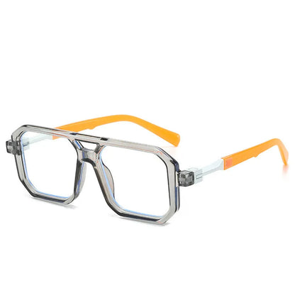 Retro double beam pilot sunglasses with metal alloy frame and polarised lenses in black with double grey piece