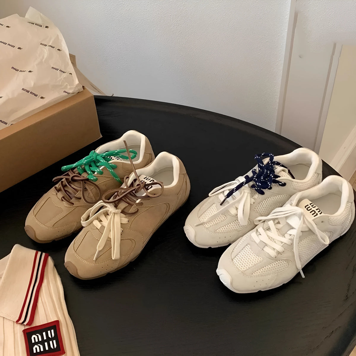 Women's retro German training casual shoes in Milky White colour with round toe and lace-up closure