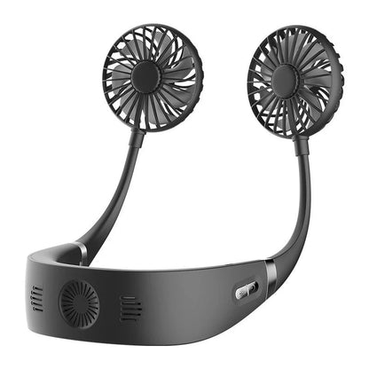 Adjustable hanging neck fan with USB charging for outdoor cooling