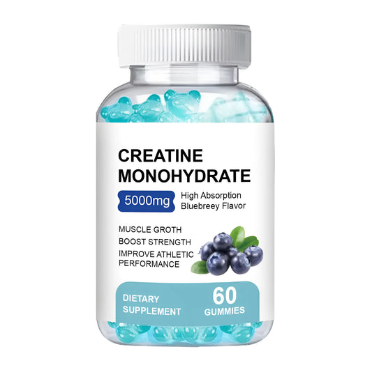 Creatine monohydrate gummies supplement in soft candy form, 60 pieces per pack
