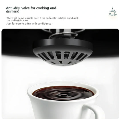 Black automatic drip coffee maker with glass pot, 0.65L capacity for 4-6 cups