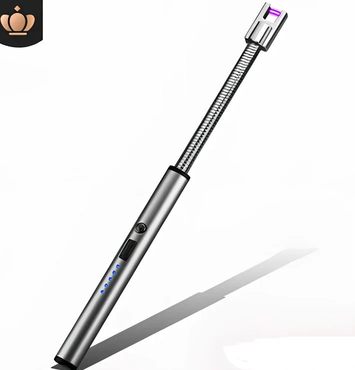 Black USB rechargeable electric lighter with 360-degree rotating head for windproof flameless ignition