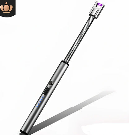 Black USB rechargeable electric lighter with 360-degree rotating head for windproof flameless ignition