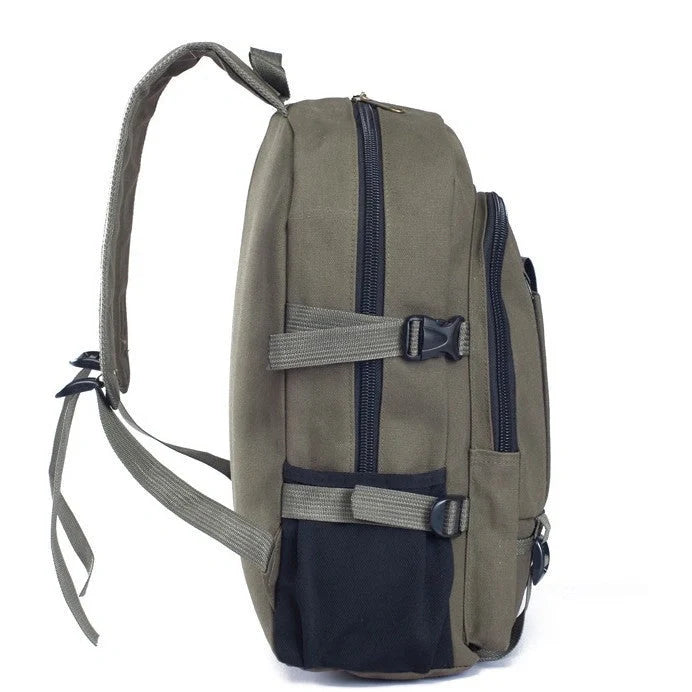Stylish and durable canvas backpack for men and students, perfect for school, work, or travel.