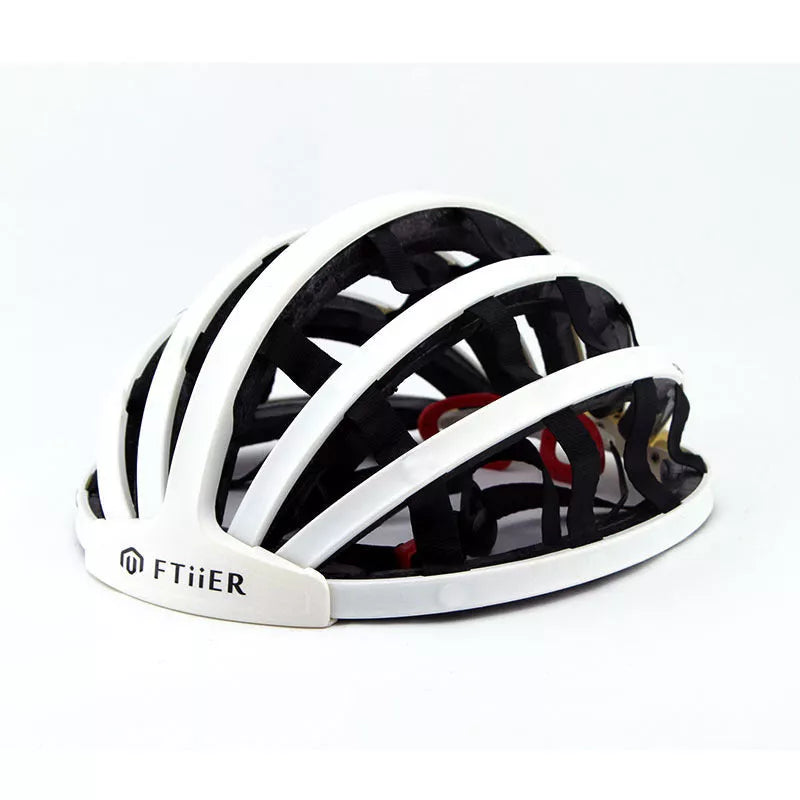 Ultralight folding bicycle helmet in black, white, silver, pink, or fluorescent green