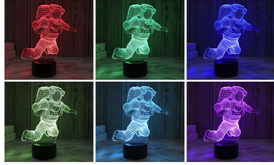 3D Astronaut small night light USB plug-in bedside model, 10cm tall LED glow at ≤36V