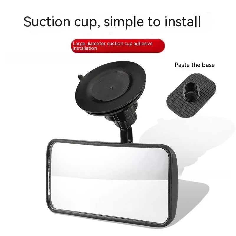 Black 360-degree rotation car rearview mirror with ABS glass and sucker mount