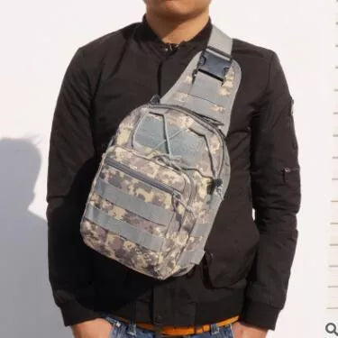 Camouflage Canvas Riding Pack - Durable, Waterproof Outdoor Chest Bag