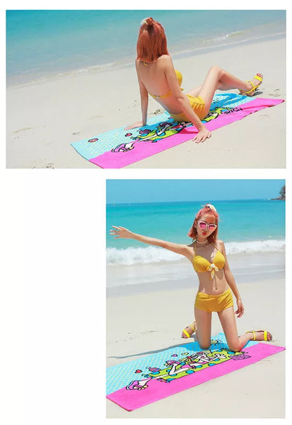 Microfiber swimming towel with flower color design, quick-dry and lightweight