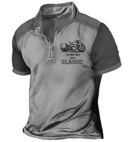 Loose fit grey golf polo shirt with 3D digital print on polyester fabric