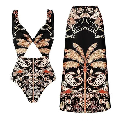 Women's black polyester one-piece swimsuit with lining for beach and pool swimming
