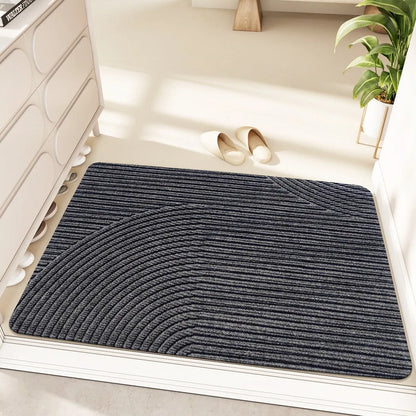 Silk ring entrance carpet 60x90cm with wire rings, cartoon anime pattern, alien shape in blue grey green khaki options