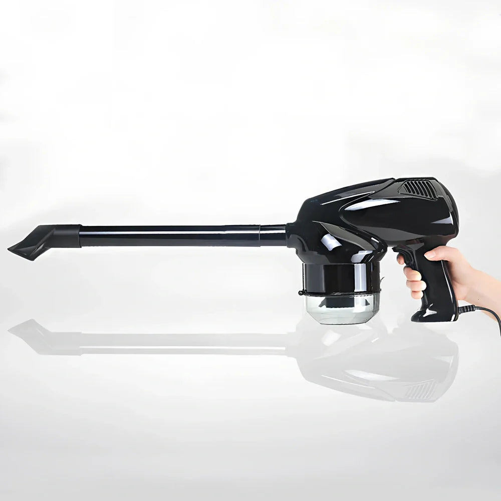 Hand-held vacuum cleaner with cigarette lighter plug for vehicle and household cleaning